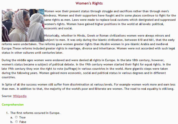 Reading: Women's rights | Recurso educativo 34803