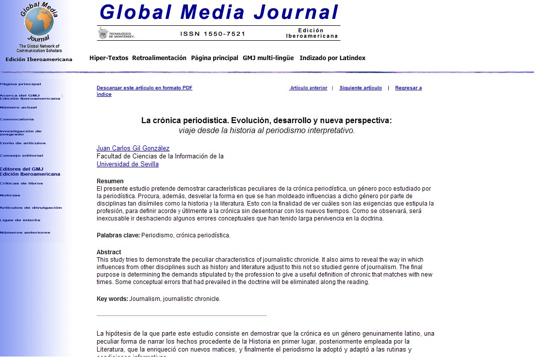 La crónica periodística: evolución, desarrollo y nueva perspectiva | Recurso educativo 36440