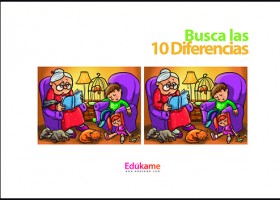 Imprimible Encuentra las 10 diferencias en casa de la abuela | Recurso educativo 388668