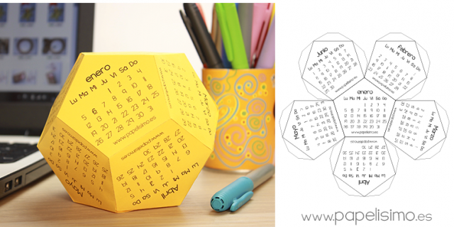 Calendario 2015 3D poliédrico (pdf gratis para imprimir) | Recurso educativo 723824
